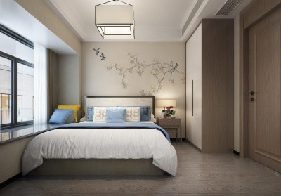 新中式卧室3D模型下载